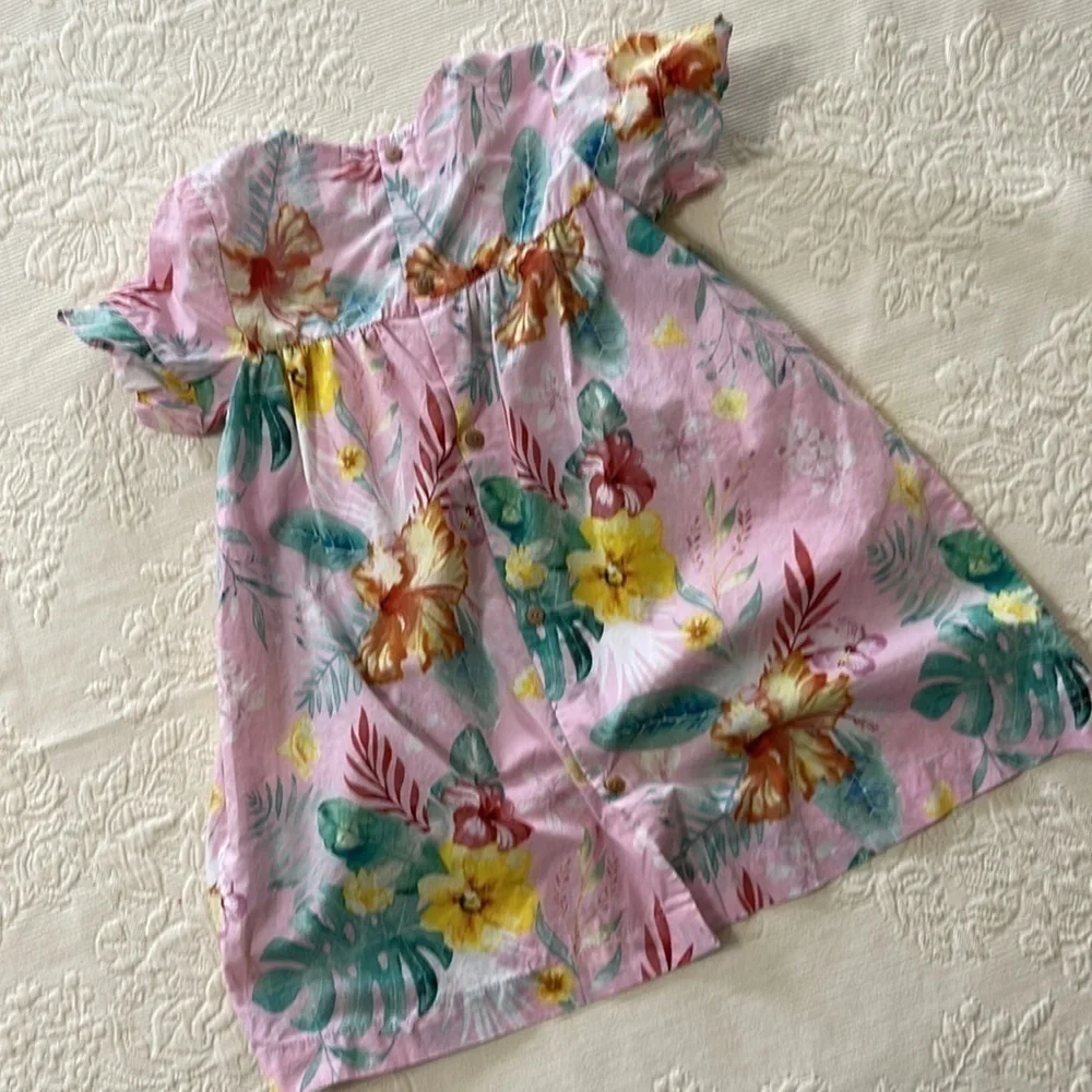 Zara Babygirl Collection 100 cotton Short Sleeve Pink Floral Dress. P/15…